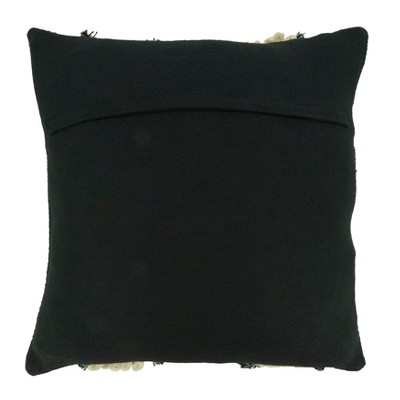 Black and White Cotton Yarn and Lace Appliqué Throw Pillow