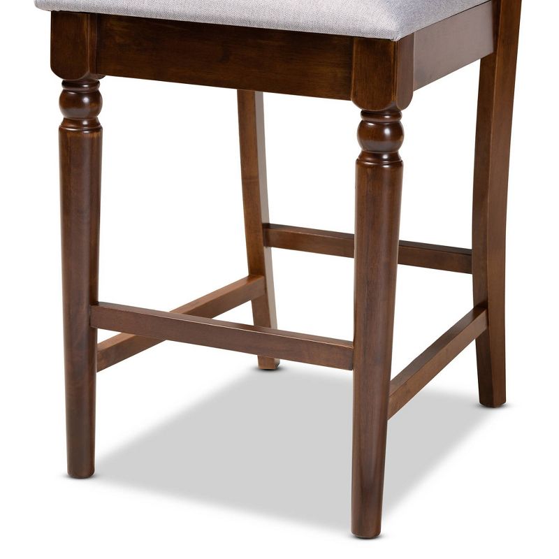 Set of 2 Oscar Pub Chair Gray/Walnut - Baxton Studio: Modern Upholstered Armless, Counter Height, 6 of 9