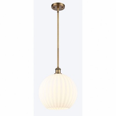 White Venetian - 1 Light Stem Hung Pendant In Modern Style-13.5 Inches Tall and 12 Inches Wide