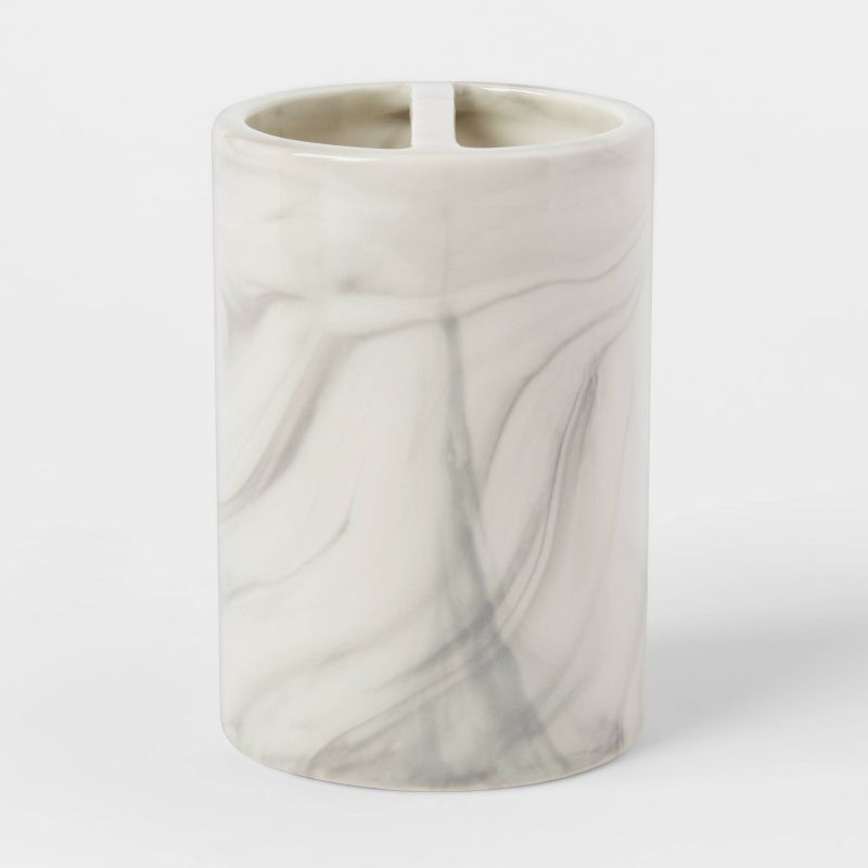 4pc Marbled Ceramic Bathroom Accessories Set Marble - Threshold&#8482;, 4 of 12