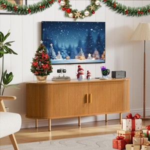 TIRAMISUBEST 55"TV Stand with Power Outlet for TVs up to 60 Inch,Entertainment Center with Storage,Adjustable Shelves & Sliding Doors - 1 of 4