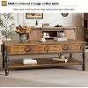 41" Rustic Coffee Table with 2 Storage Drawers - Rectangular Wood Table w/Storage Shelf & Metal Legs for Living Room Office,brown - 3 of 4