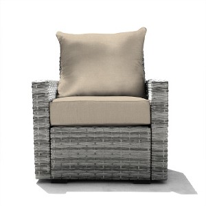 Honeycomb Outdoor Carmel Seat - Ash Grey Wicker Chair: Weather Resistant Modular Patio Lounge Furniture - 1 of 4