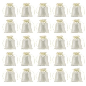 Unique Bargains Mini Smooth Wedding Christmas Satin Bags with Drawstring 50 Pcs - 1 of 4