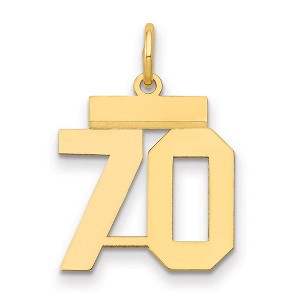 Black Bow Jewelry 14k Yellow Gold, Athletic Collection, Small Polished Number 70 Pendant - 1 of 3