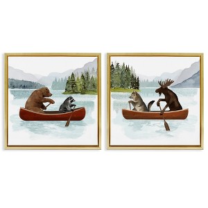 Stupell Industries Woodland Animals on Canoes, 18" x 18" - 1 of 4