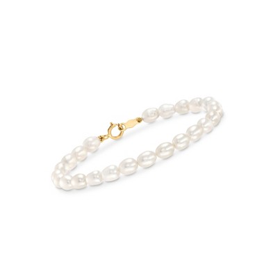 Ross-Simons Child's 4-4.5mm Cultured Pearl Bracelet With 14kt Yellow Gold