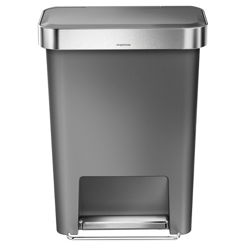 Simple Human Semi-Round Stainless Steel Step Trash Can with Bonus Step Can,  45l