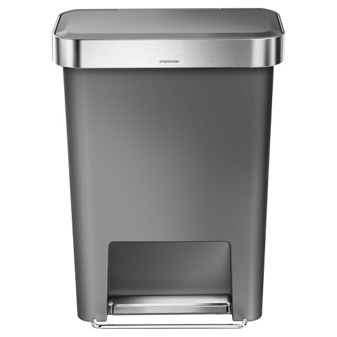 simplehuman 45L Rectangular Step Trash Can Gray