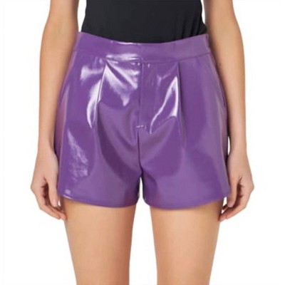 Women's Shiny Faux Leather Shorts - Grey Lab