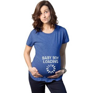 Maternity Baby Boy Loading Funny Nerdy Pregnancy Announcement T shirt - Crazy Dog Maternity T Shirt - 1 of 4