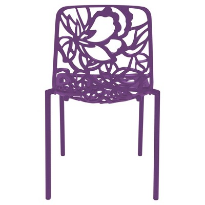Devon Purple Aluminum Outdoor Dining Chair with Floral Design