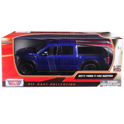 2017 Ford F-150 Raptor Pickup Truck Blue with Black Wheels 1/27 Diecast Model Car by Motormax