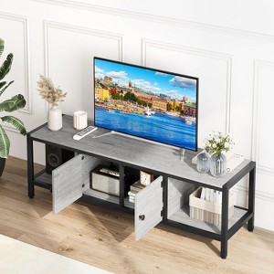 TV Stand with Storage, Rustic Brown Entertainment Center with Closed Cabinets and Open Shelves, Multi-Functional Media Console - 1 of 4