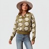 Knit & Lounge Women’s Floral Knit Polo Sweater Button Front Collar Soft Textured Fabric Long Sleeve Patterned Pullover Relaxed Fit - 4 of 4