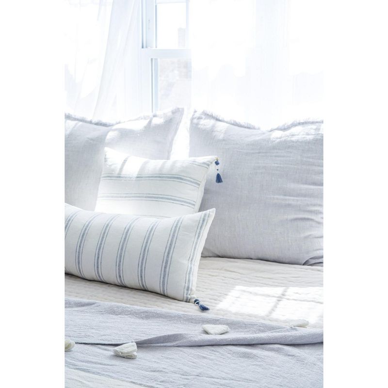 White with Blue Stripes Down Alternative So Soft Linen Pillow - Anaya, 4 of 6