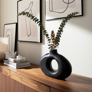 Decorative Cutout Wood Vase for Living Room Decor - Minimalist Flower Vase for Bedroom, House, and Table Centerpiece Decor - 1 of 4