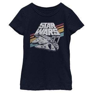 Girls Star Wars Retro 77 Millennium Falcon Stripes T Shirt - 1 of 4