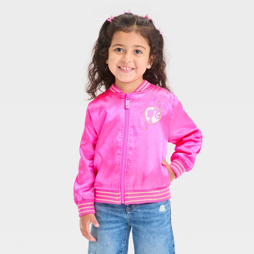 Toddler Girls' Mattel Barbie Zip-Up Bomber Jacket - Pink 2T