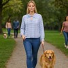Erika Women's Madison Drawcord Crinkle Cotton Top | Fog Blue Plaid - 2 of 4