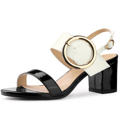 Perphy Women's Open Toe Two Straps Slingback Chunky High Heel Sandals