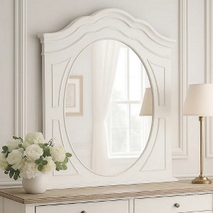 Royal Hampton Dresser Mirror, Modern White Solid Wood Frame, 38x40 - 1 of 4