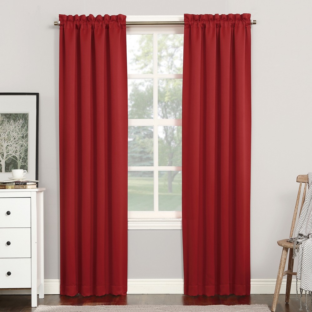 Photos - Curtains & Drapes 40"x84" Sun Zero Blackout Kenneth Energy Saving Grommet Curtain Panel Red
