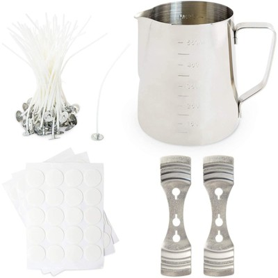 Bright Creations 123 Pieces DIY Candle Making Kit with Measuring Pot, Wicks, Stickers, Wick Holders, Arts and Crafts