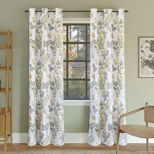 Sun Zero Blackout Remi Floral Leaf Print Grommet Curtain Panel - 1 of 4