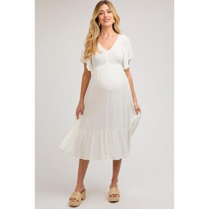 PinkBlush Ivory Smocked Ruffle Maternity Dress - 1 of 4