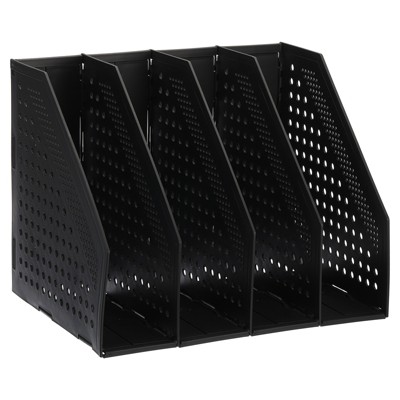 Unique Bargains Plastic Collapsible Retractable Office File Holder 4 Compartments