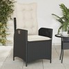 vidaXL Reclining Patio Chair with Cushions Outdoor Garden Furniture Poly Rattan - Black and Cream Without Footrest - 2 of 4