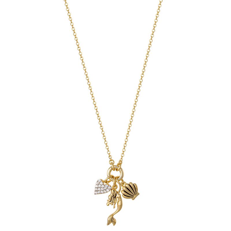 Disney Princess Little Mermaid Ariel Yellow Gold Plated 3D Cubic Zirconia Charm Necklace, 18", 4 of 6