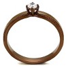 Slickblue Women's Minimalist Engagement-Style Ring, Clear CZ Stone with Coffee-Tone Beaded Band, 5–13 - 3 of 4