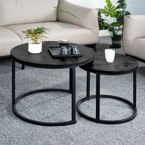 MOONMISS Modern Round Nesting Coffee Table Set with Metal Legs, Stacking Side/Cocktail/Center Table for Living Room - 1 of 4
