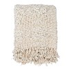 Storied Home Soft Woven Cotton Blend Cable Knit Throw Blanket with Fringe, Natural - 3 of 4