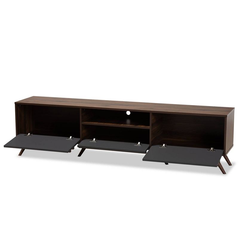 Naoki Wood TV Stand for TVs up to 75&#34; Gray/Walnut - Baxton Studio, 3 of 11