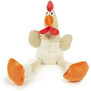 goDog Checkers Skinny Rooster Squeaky Plush Dog Toy, Chew Guard Technology - White, Large - 1 of 1