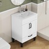 ORRD 24" Bathroom Vanity with Sink Combo, Modern 2-Drawer Cabinet & Ceramic Basin, Soft Close Doors, Black Handles, White - 4 of 4
