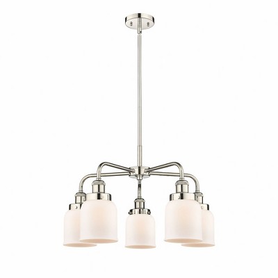 Bell - 5 Light Stem Hung Chandelier In Art Deco Style-14.75 Inches Tall and 23 Inches Wide