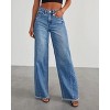 Women's Wide Leg Jeans High Waisted Strechy Raw Hem Zimbaplatinum Denim Pants With Pockets - 4 of 4