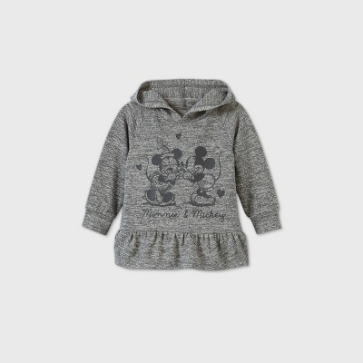 Toddler Girls' Mickey And Minnie Mouse Hooded Pullover Sweatshirt - Heather  Gray : Target