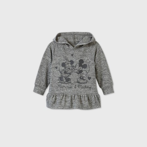 Mickey Mouse Ladies Hoodie Dress (Grey, S) at  Women's