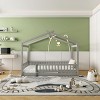 Streamdale Full Size Wood Bed House Bed Frame with Fence, for Kids, Teens, Girls, Boys,Gray - 2 of 4