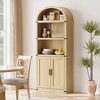 71.65" Bookcase with Doors Arched Bookshelf Tall Bookcase Farmhouse Cabinet with Shelves Wooden Bookshelves for Home Office, Living Room - 3 of 4