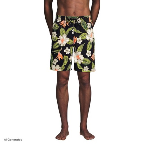 Мужские брюки Lands' End Men's 9" Volley Hydroliner Swim Trunks - Large - Red Fish/Soft Sky Blue