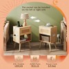 GALAXHERO Rattan Nightstand with Charger Station, Small Drawer Storage Shelf Mid-Century Side Table for Bedroom, Compact Size - 3 of 4