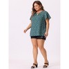 Agnes Orinda Women's Plus Size Keyhole Flutter Short Sleeve Chiffon Floral Tops - 3 of 4