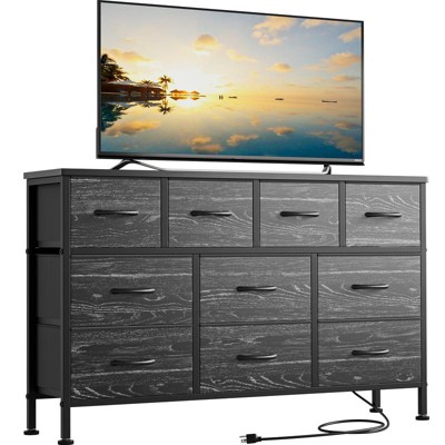 Gikpal 10 Drawer Dresser, Dresser TV Stand with Power Outlet, Bedroom Dresser, Chest of Drawers for 55'' Long TV, Dresser for Storage and Organization