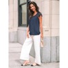 Women's Lace Top Pleated Short Sleeve Flowy Blouse Summer Loose Business Casual Dressy Shirts - 2 of 4